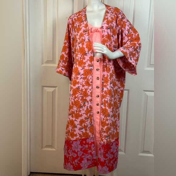 Jessica Simpson Floral Orange and Pink Kimono One Size,  E1. - Picture 8 of 15